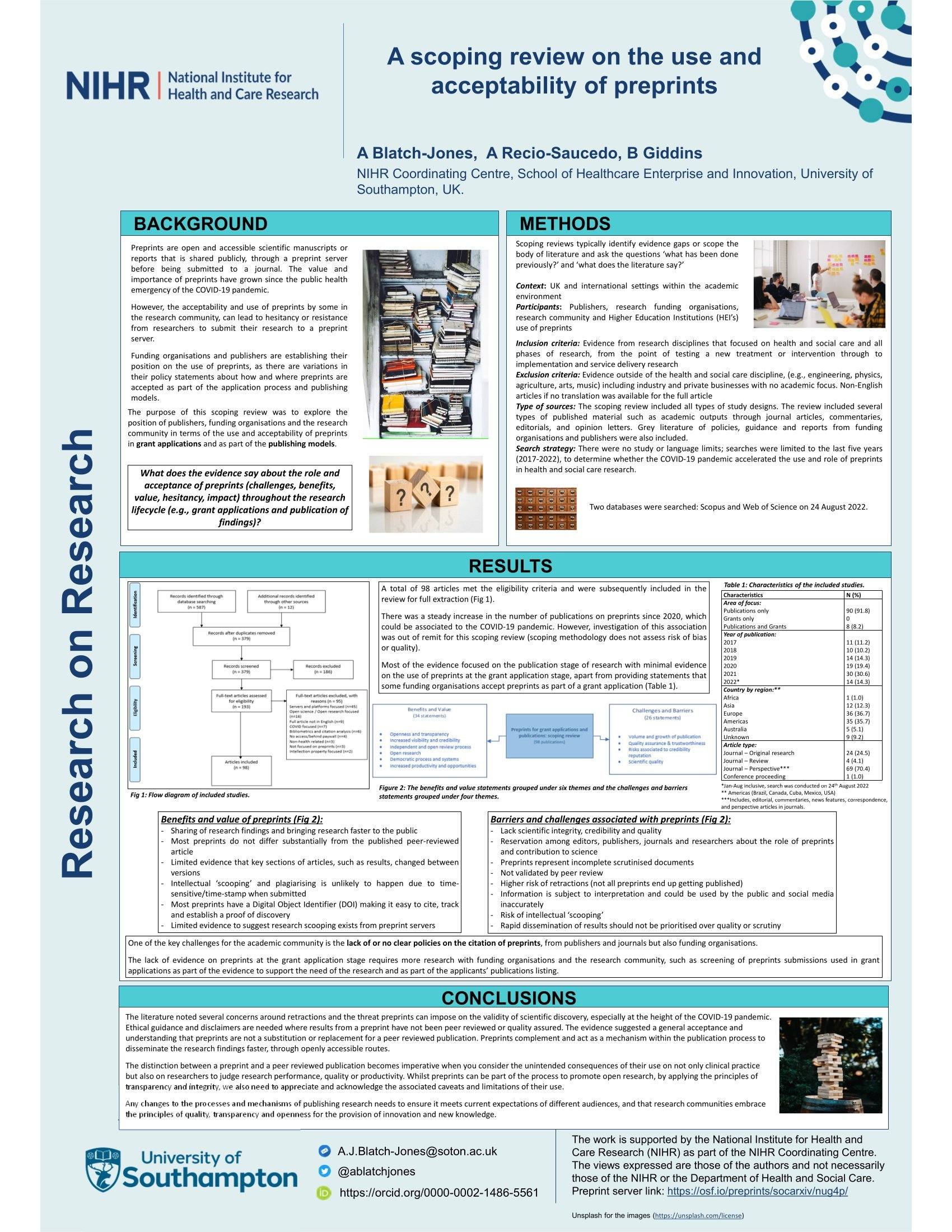 A scoping review on the use and acceptability of preprints